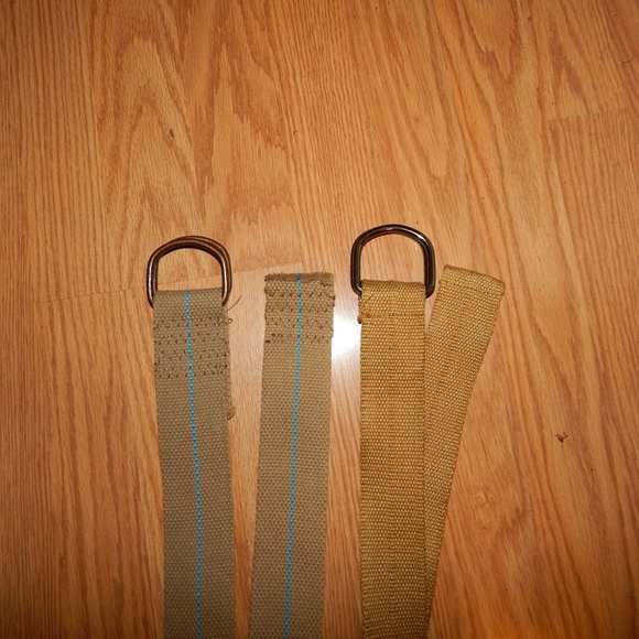 (2) Brown Canvas Web Belt Double D-ring Buckle - Picture 2 of 2